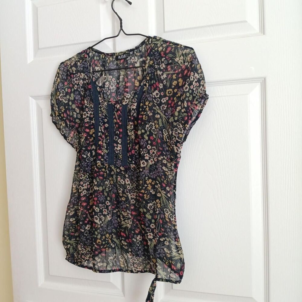 a.n.a A New Approach sheer chiffon floral blouse PL - Picture 2 of 7